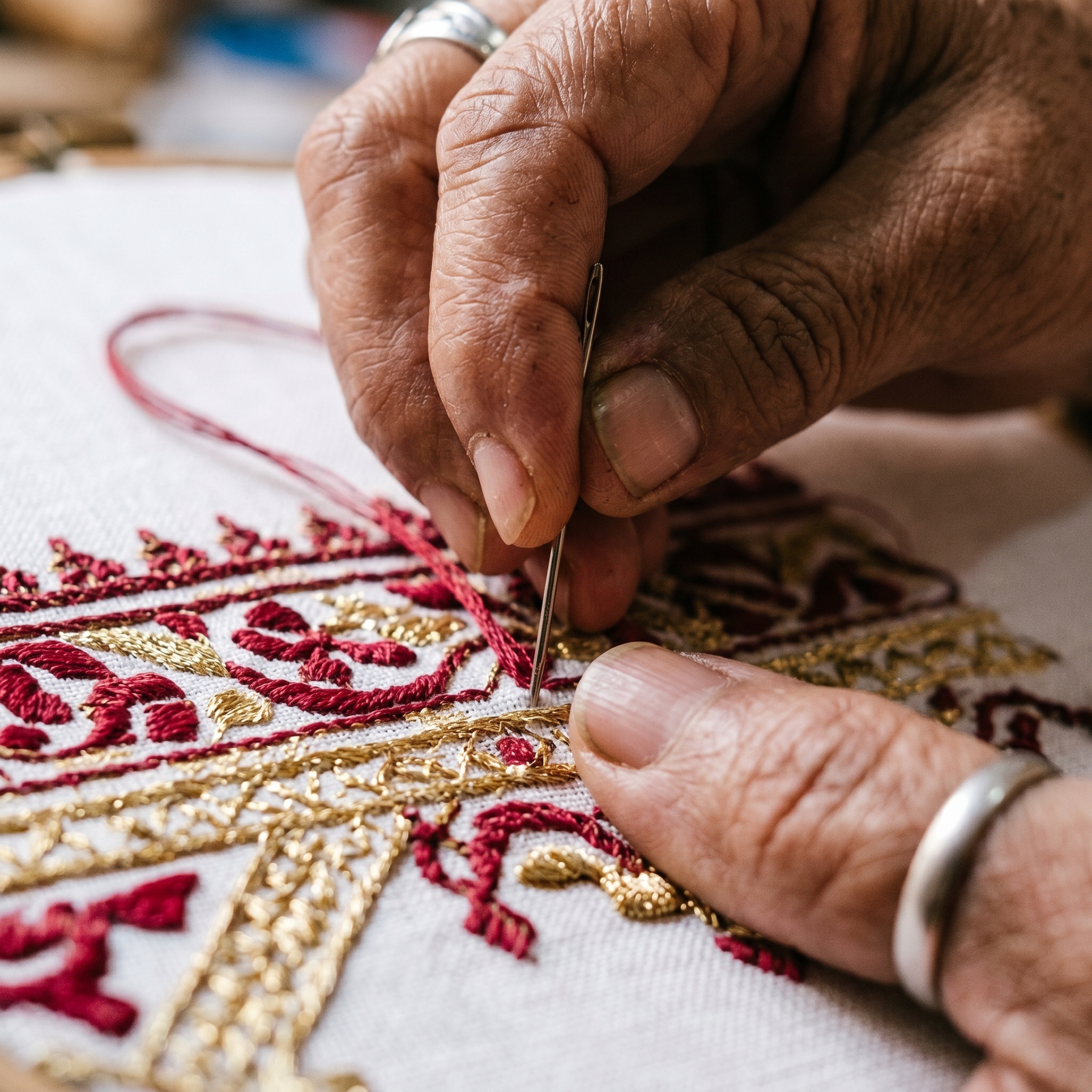 Broderie fassi, fil d'or