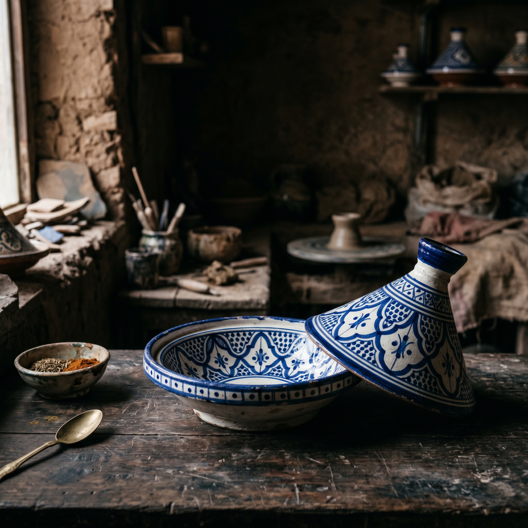 Tajine de Fès, poterie bleue